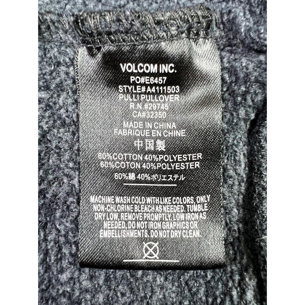 Volcom Hoodie Mens Large Blue Classic Fit Fleece Henley Pullover Sweatshirt - Picture 9 of 13